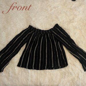 Socialite off-the-shoulder striped blouse